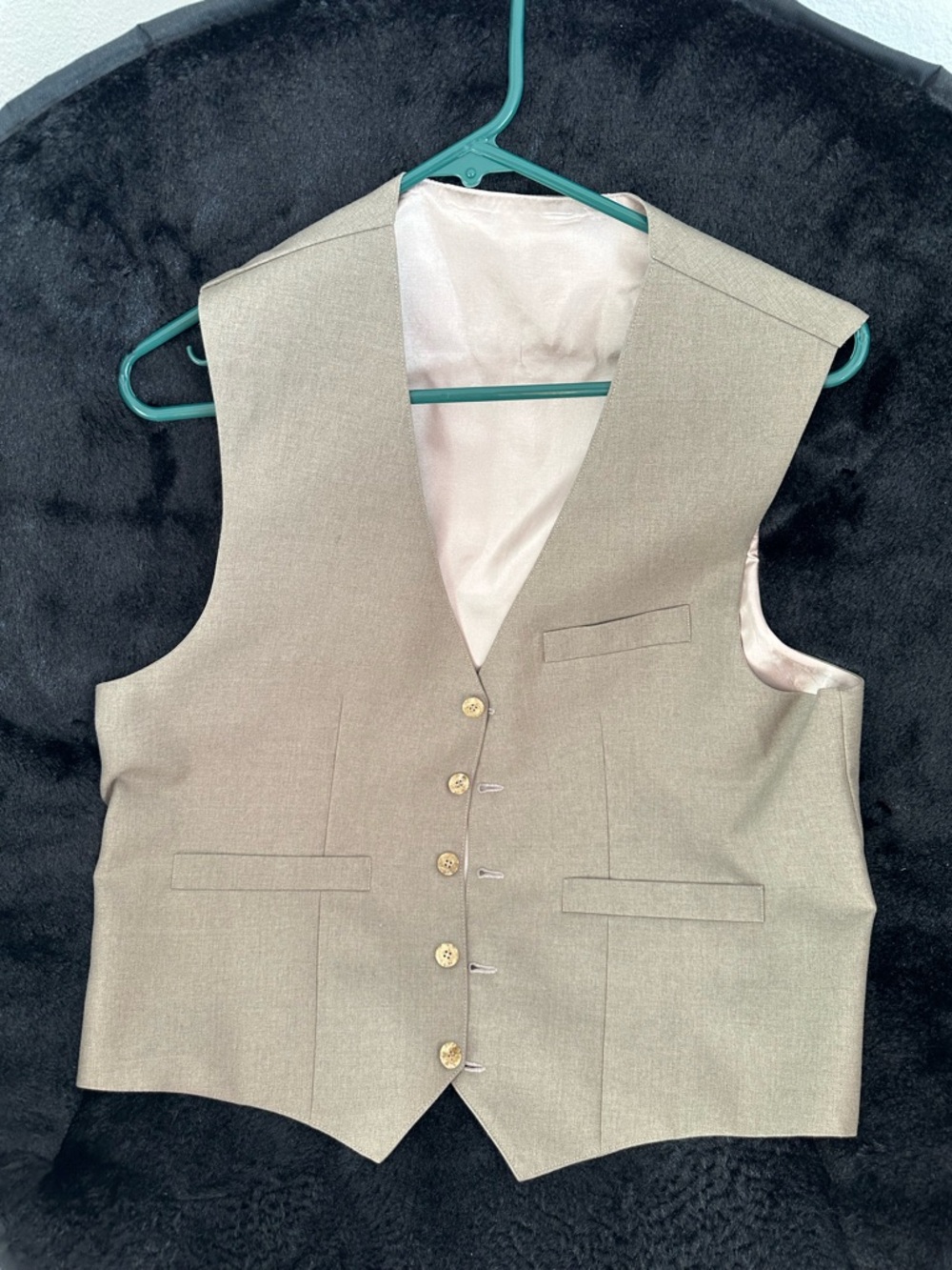 Classic Men's Beige Dress Vest - Neutral Tailored Waistcoat Size M